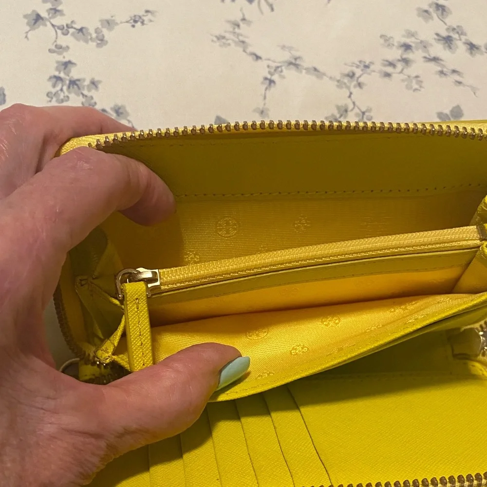 Tory Burch Bright Yellow Saffiano Wristlet